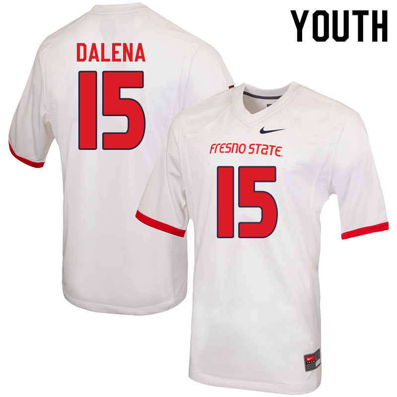 Youth #15 Mac Dalena Fresno State Bulldogs College Football Jerseys Sale-White - Click Image to Close